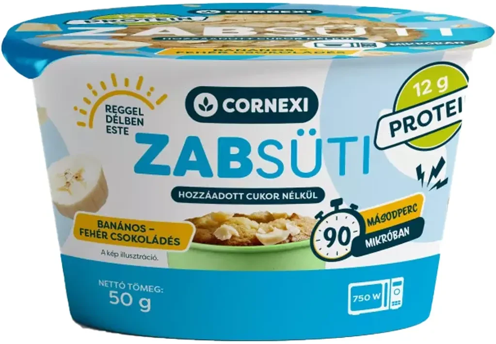 Cornexi Protein Zabsüti - banános-fehércsokoládés alappor zabbal, poharas sütemény készítéséhez 50g