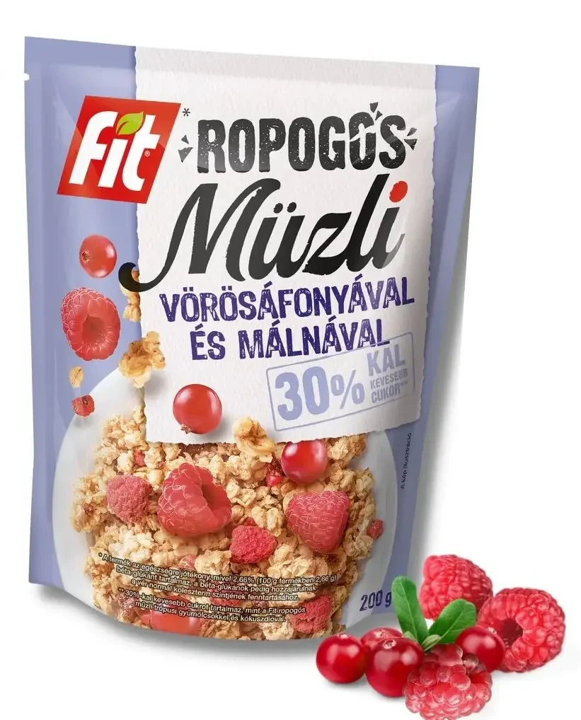 Fit Reggeli Ropogós müzli vörösáfonyával és málnával 200 g