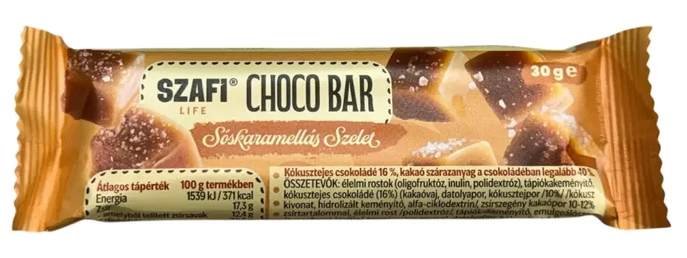 Szafi Life Choco Bar Sóskaramellás szelet (gluténmentes) 30g