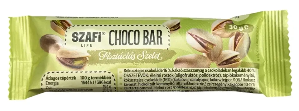Szafi Life Choco Bar Pisztáciás szelet (gluténmentes) 30g