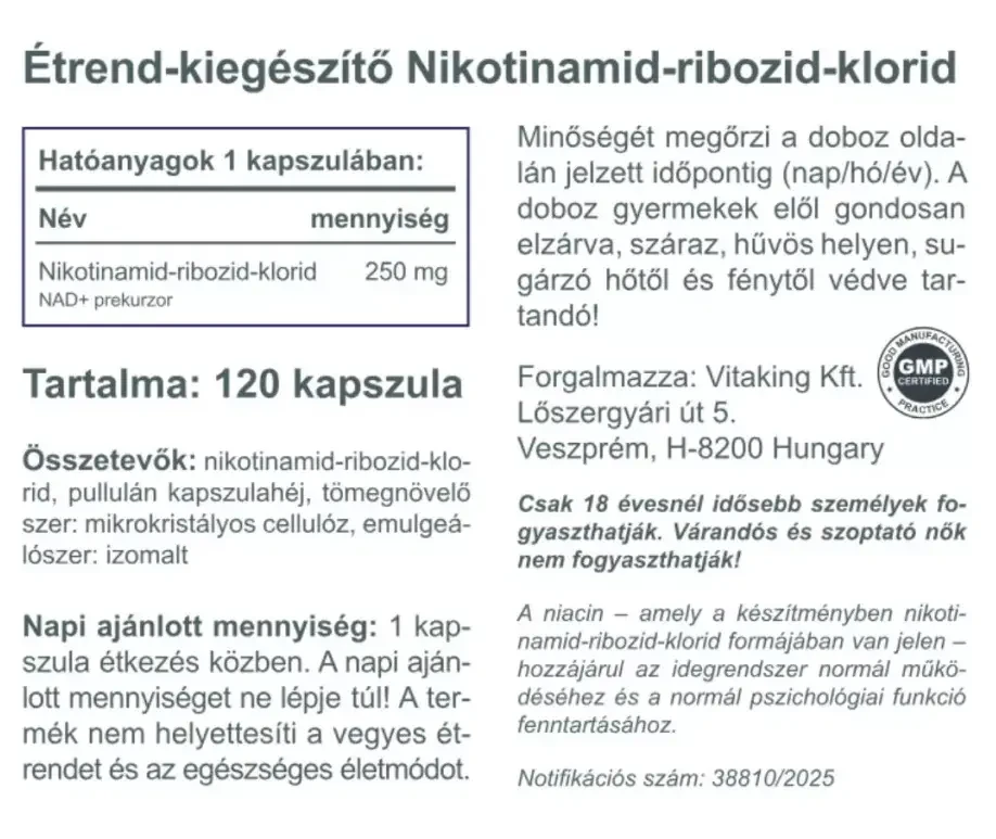 Vitaking NAD+ 250 mg Kapszula 120 db