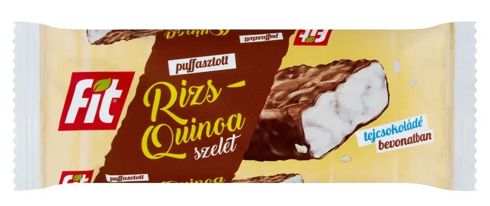 FIT Puffasztott rizs-quinoa szelet tejcsokoládé bevonattal 18g