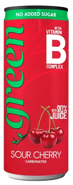 GREEN Meggylé - szénsavas, steviával, dobozos 330ml