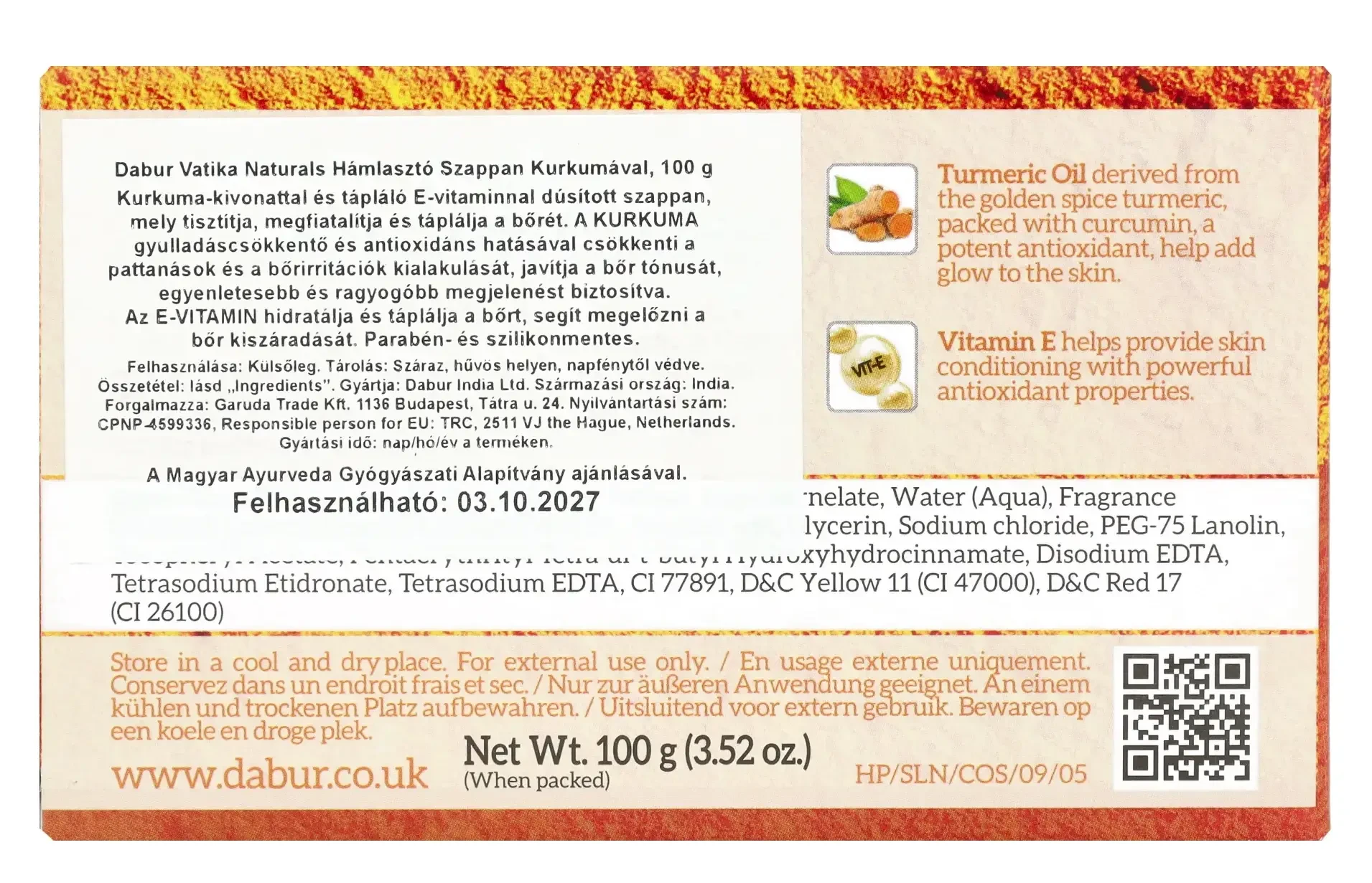 Dabur Vatika Kurkuma szappan 100 g