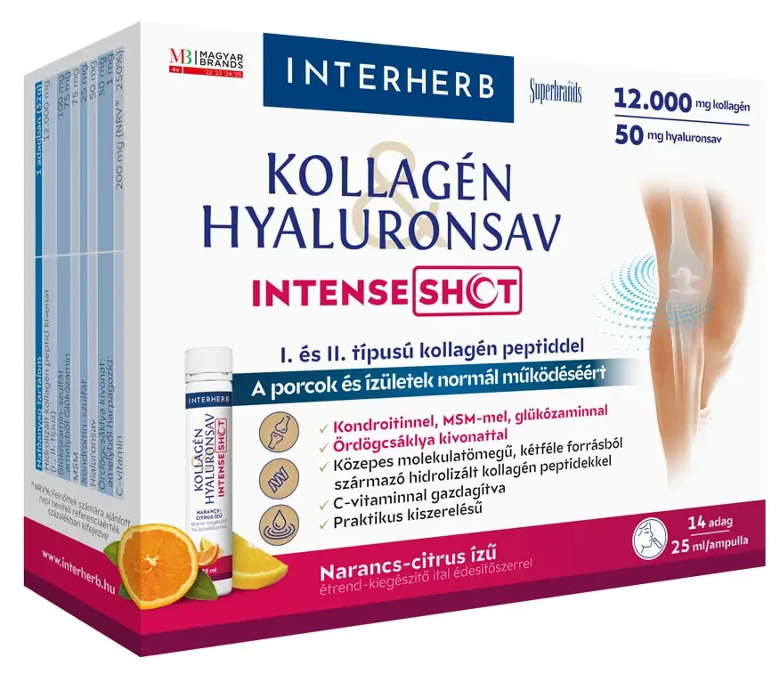 Interherb Kollagén és Hyaluronsav Intense Shot 14 x 25ml Ampulla
