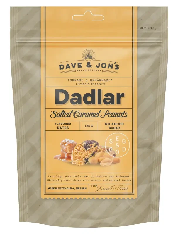 Dave & Jon's Datolya Sós karamell ízű földimogyoróval 125 g