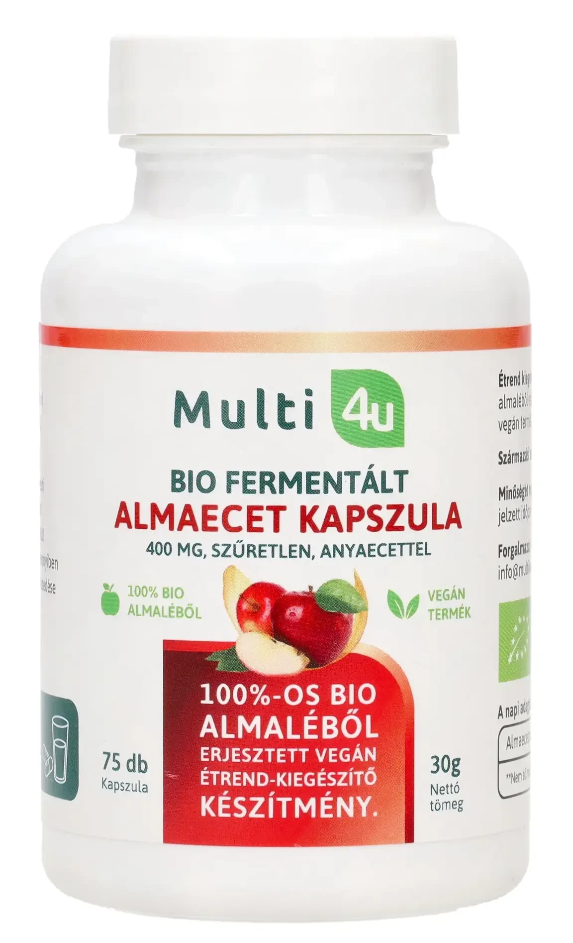 Multi 4U Bio fermentált almaecet kapszula 400mg 75db