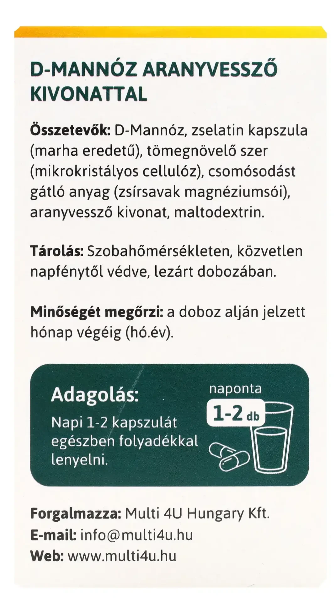 Multi 4U D-mannose kapszula aranyvessző kivonattal 120db