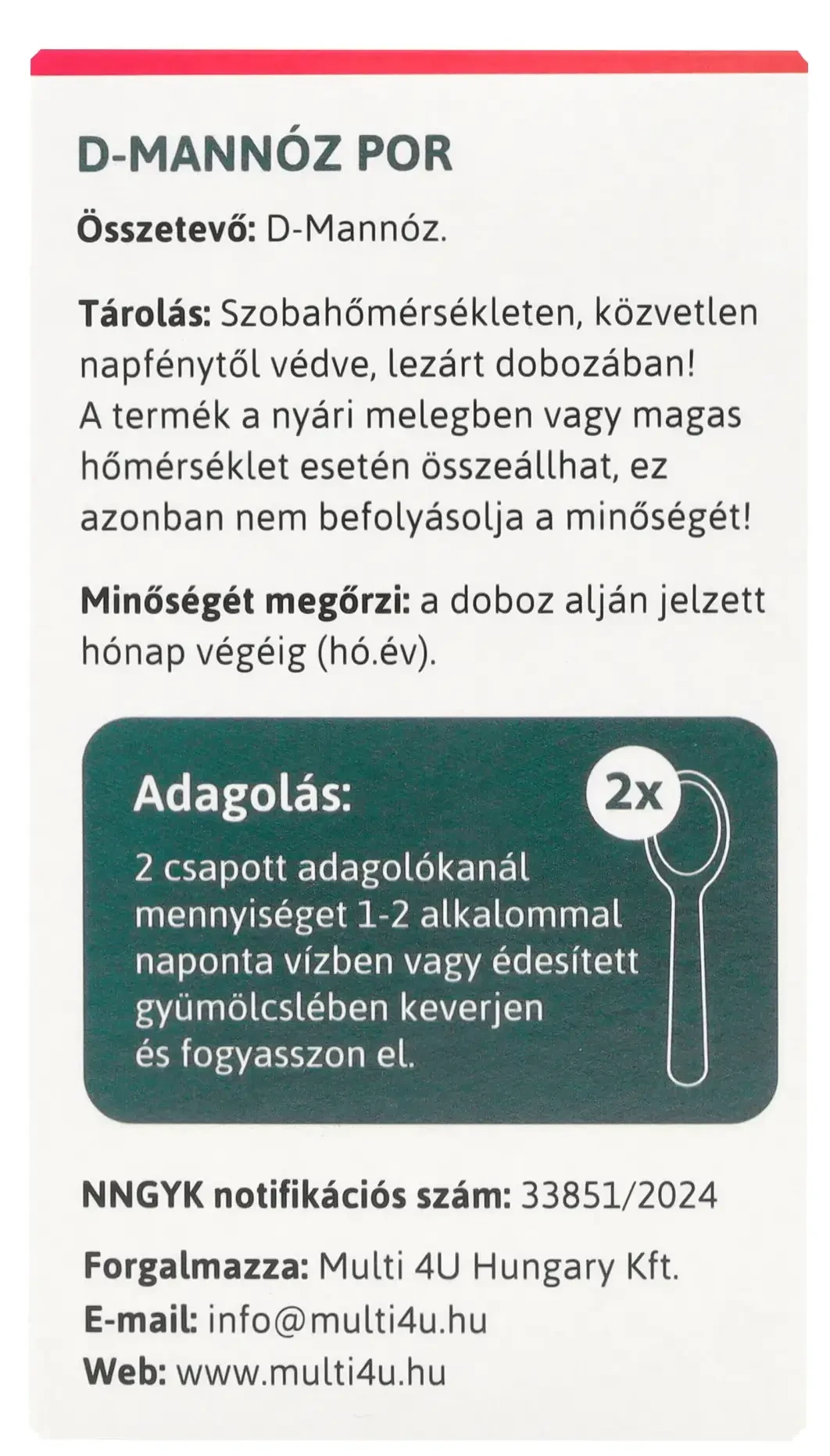 Multi4U D-Mannóz por 82 g 80 adag