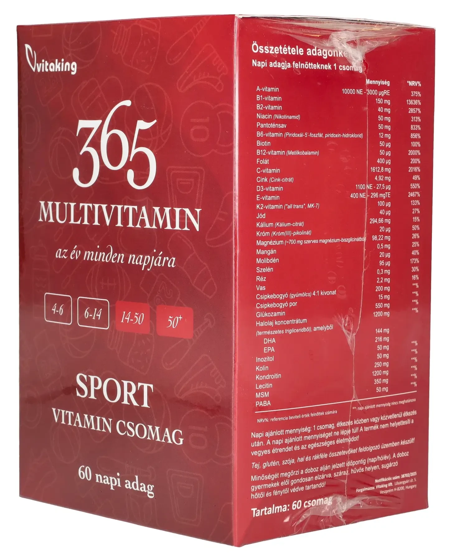 365 SPORT Multivitamin csomag 60db