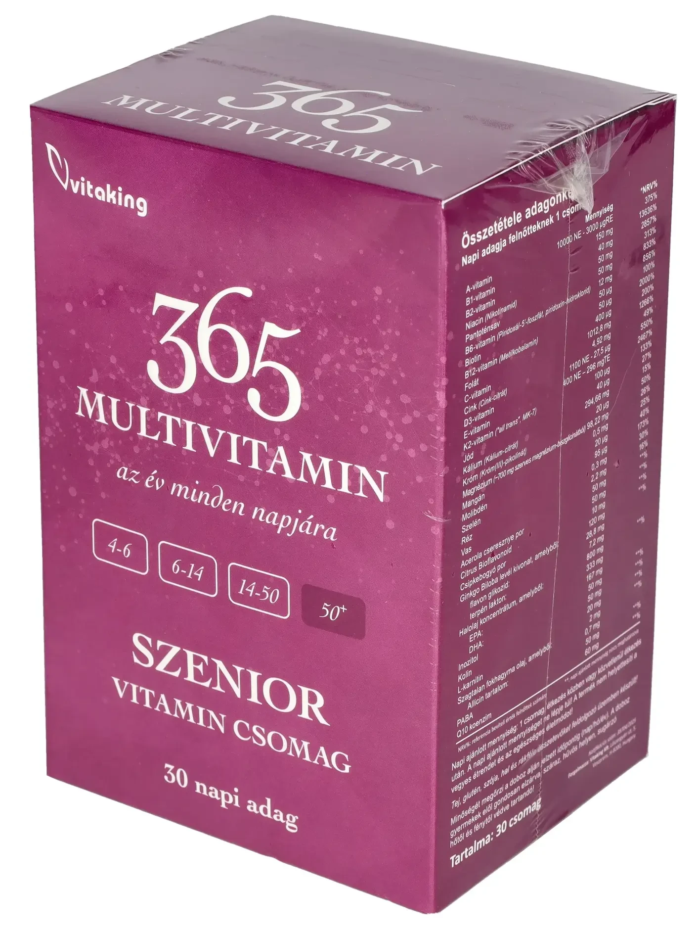 VK 365 SZENIOR Multivitamin csomag 30 napi adag