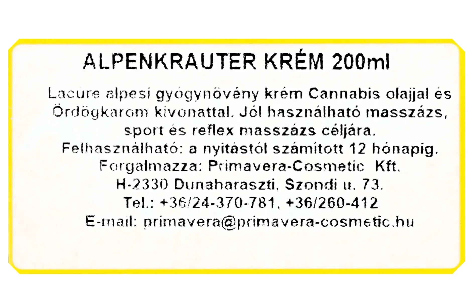 Alpenkrauter gyógynövény krém 200ml