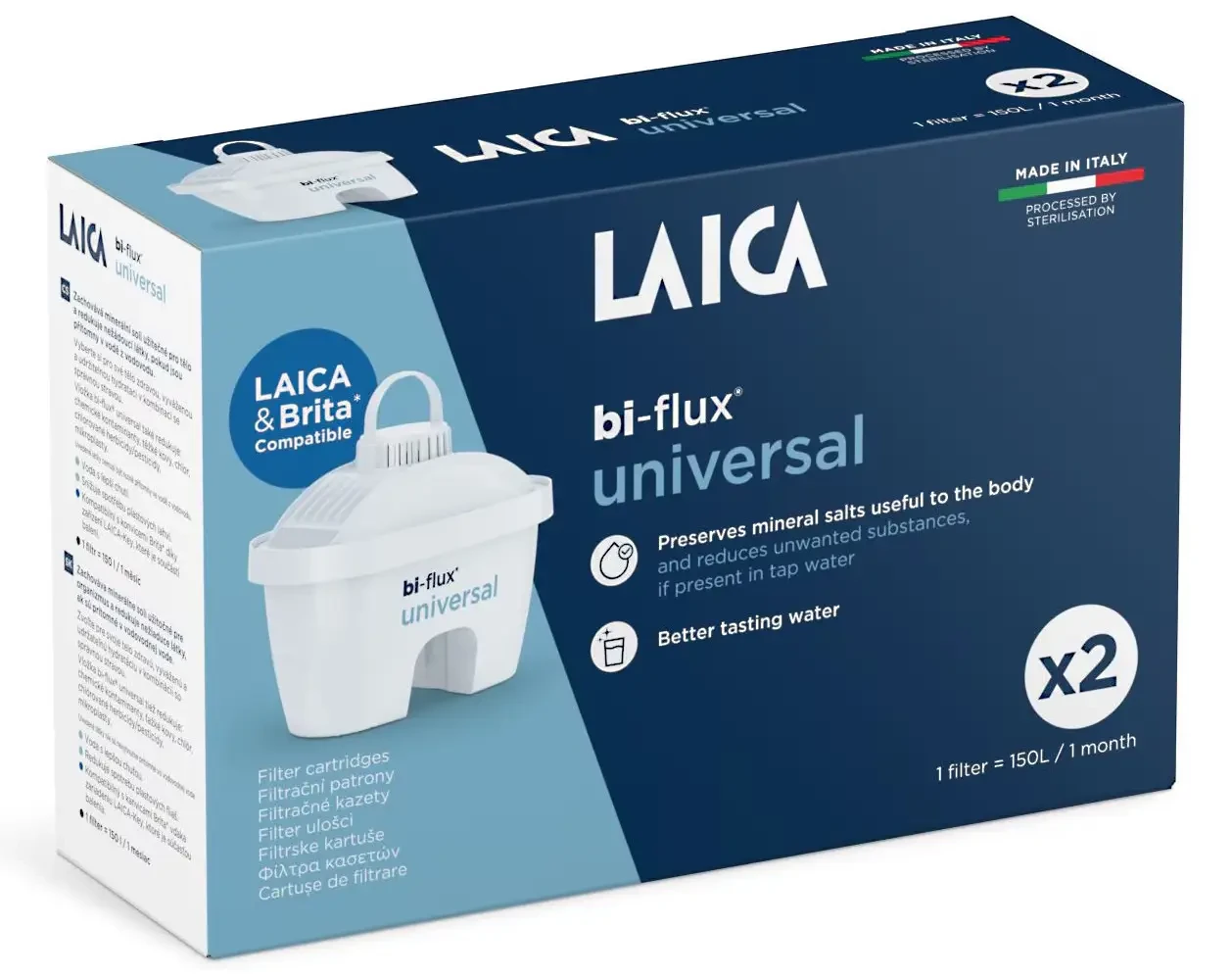 LAICA Bi-Flux Univerzális slim vízszűrőbetét 2 db-os (Brita-kompatibilis)