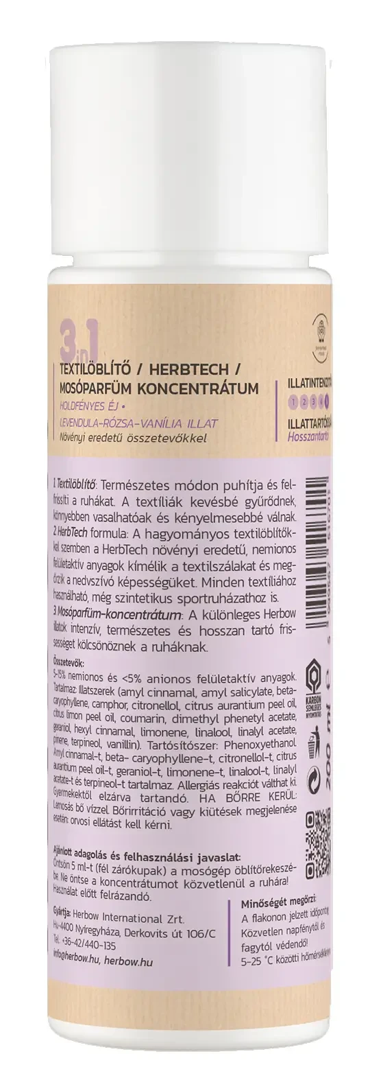 Herbow 3in1 Öblítő és kondicionáló mosóparfüm koncentrátum Holdfényes éj 200ml 40 mosás
