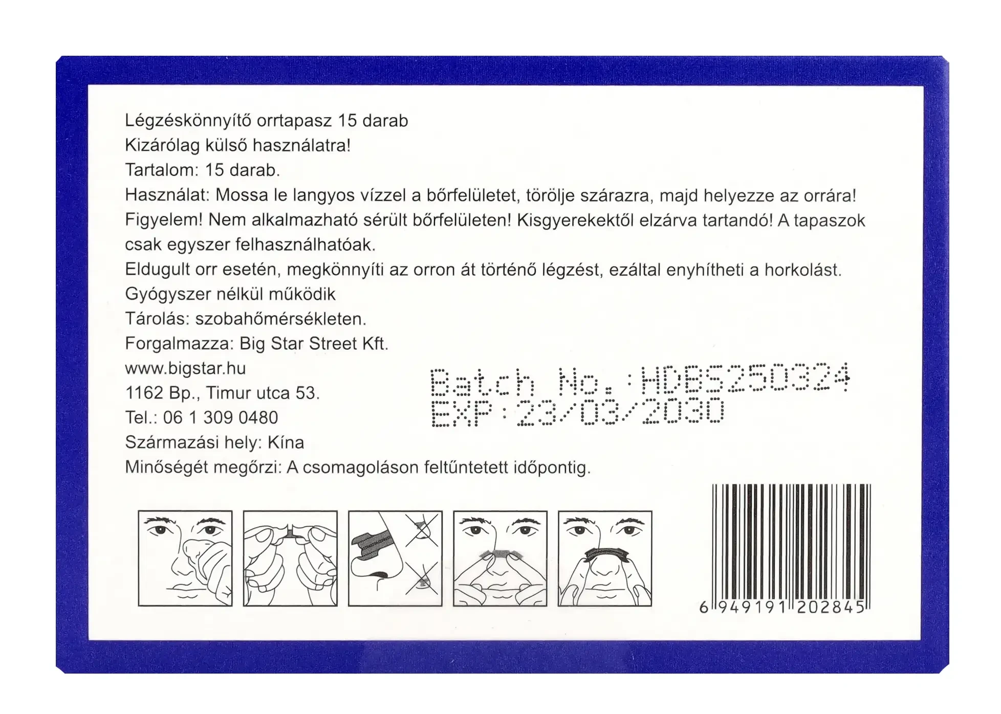 Big Star Légzéskönyítő Tapasz 15 db