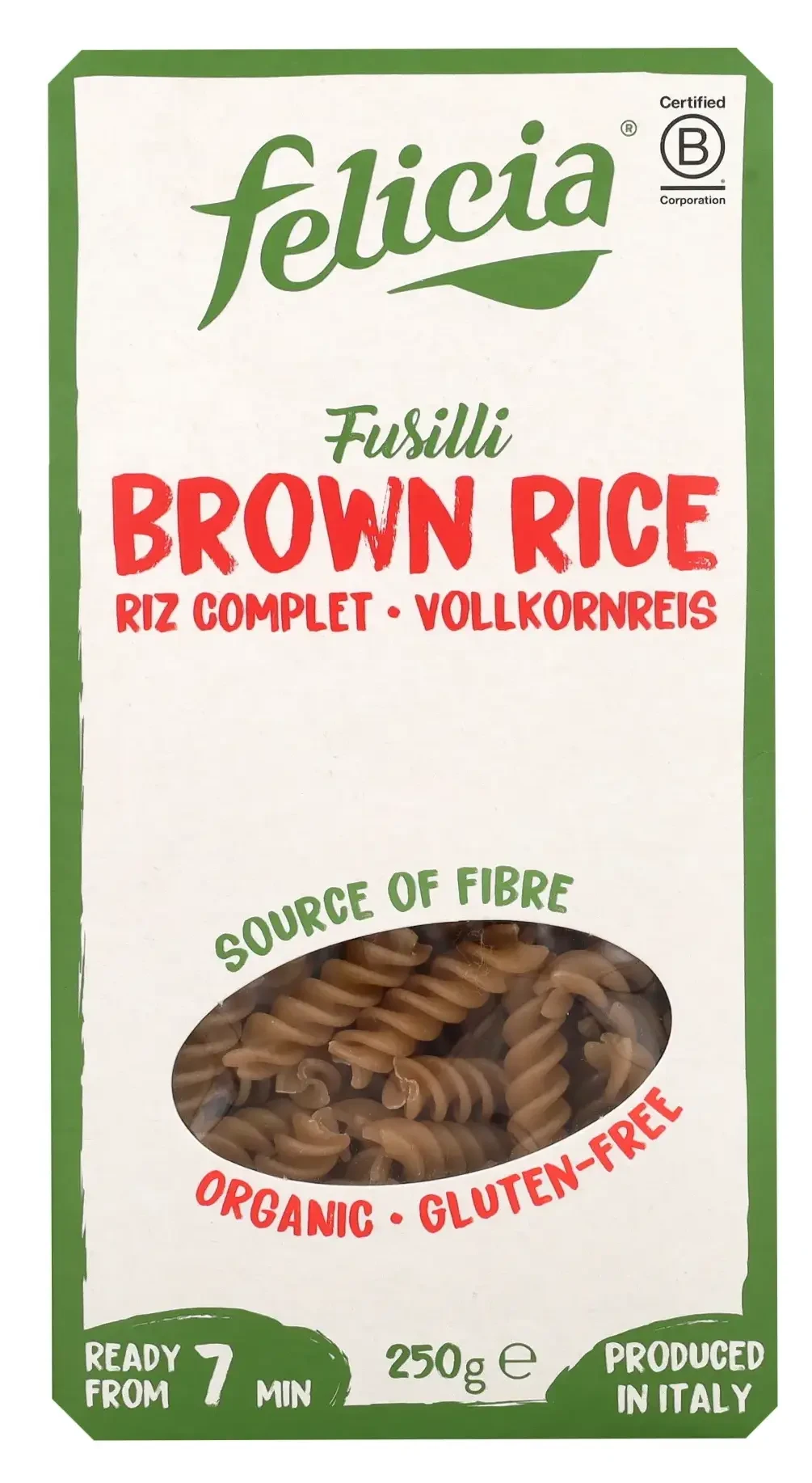 Felicia Bio barna rizs fusilli 250g