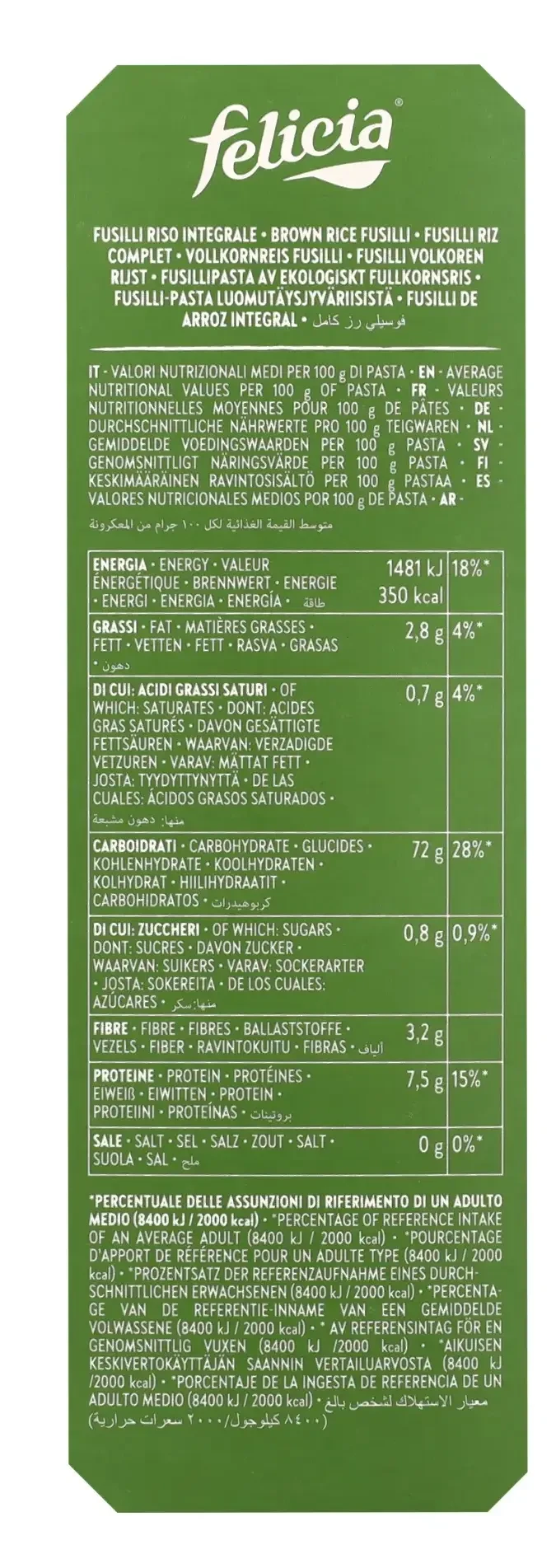 Felicia Bio barna rizs fusilli 250g
