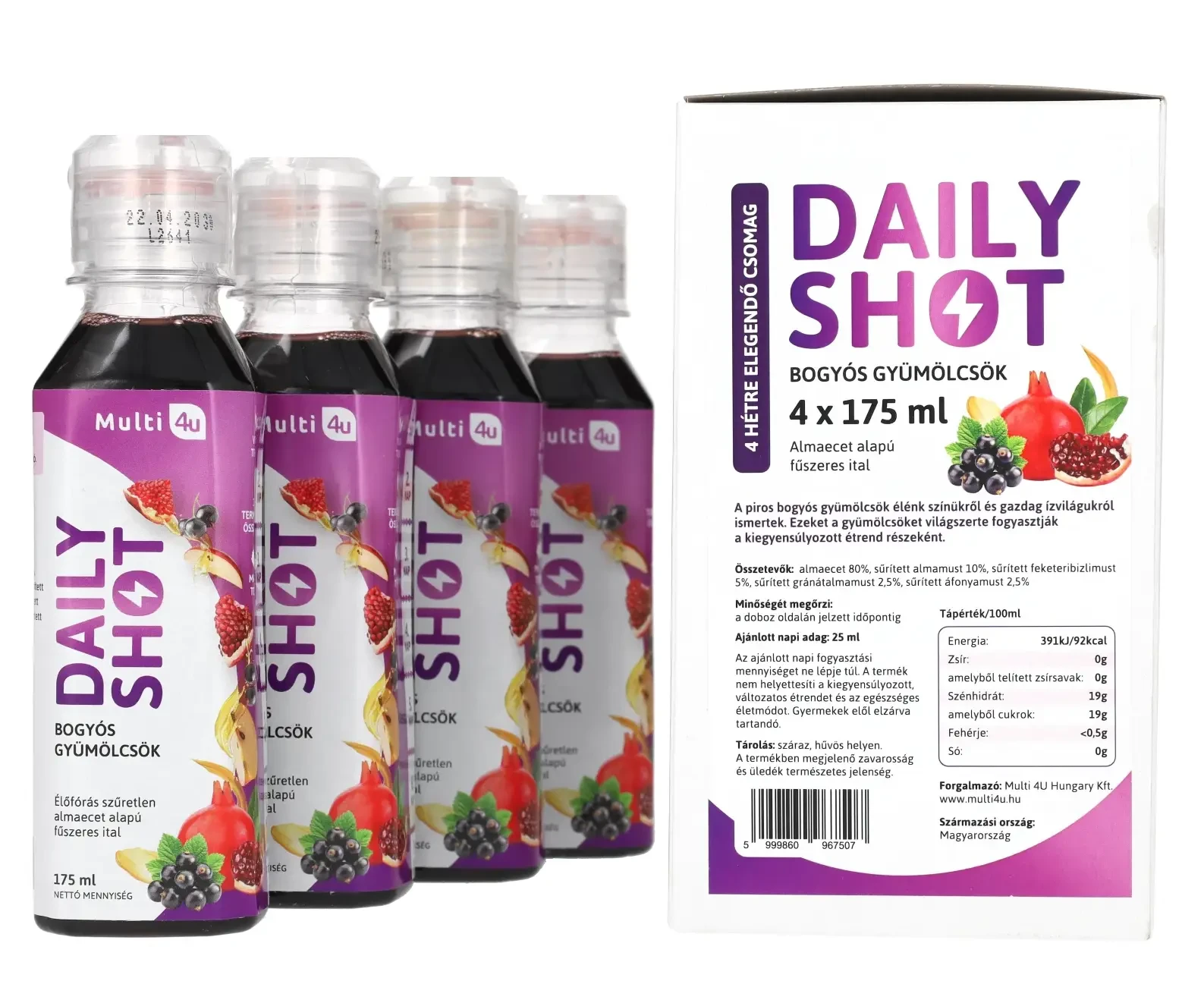 Multi 4U DAILY SHOT BOGYÓS GYÜMÖLCSÖK 175 ml
