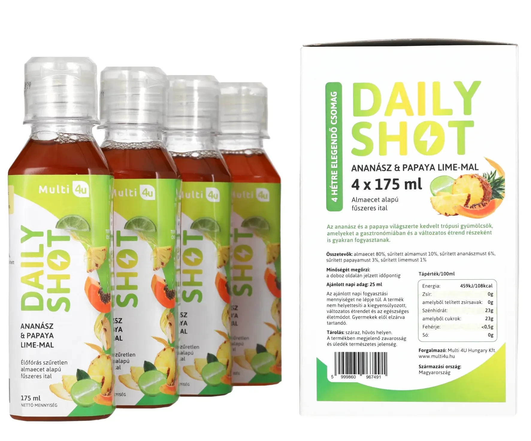 Multi 4U DAILY SHOT ANANÁSZ & PAPAYA LIME-MAL 175 ml