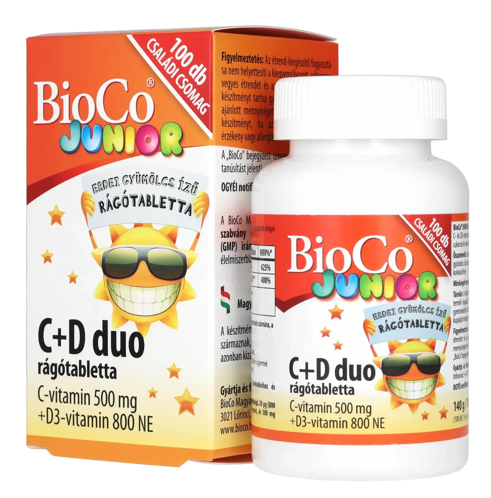 BioCo JUNIOR C+D duo családi csomag rágótabletta 100db