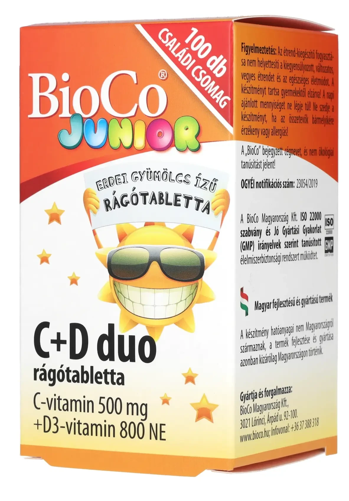 BioCo JUNIOR C+D duo családi csomag rágótabletta 100db