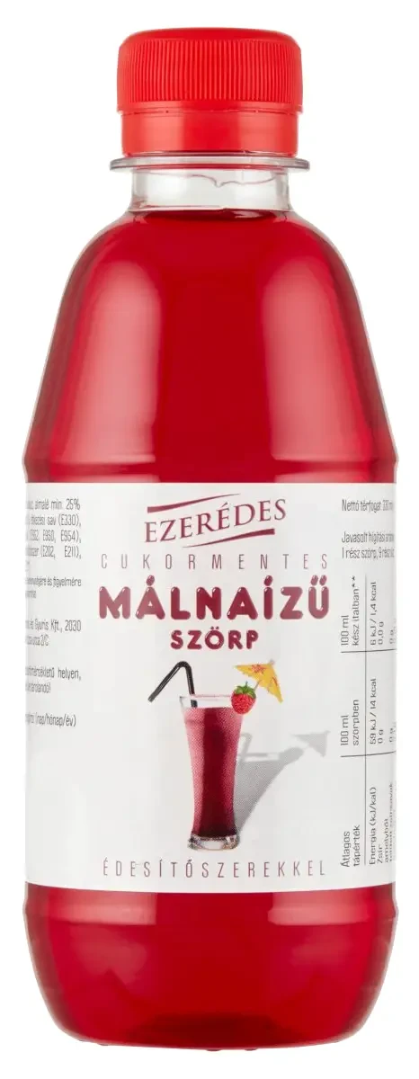 Ezerédes Diabetikus Málnaízű Szörp Édesítőszerekkel 330ml