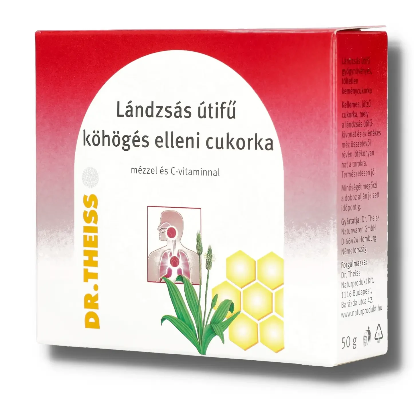 Dr. Theiss Lándzsás útifű köhögés elleni cukorka 50 g