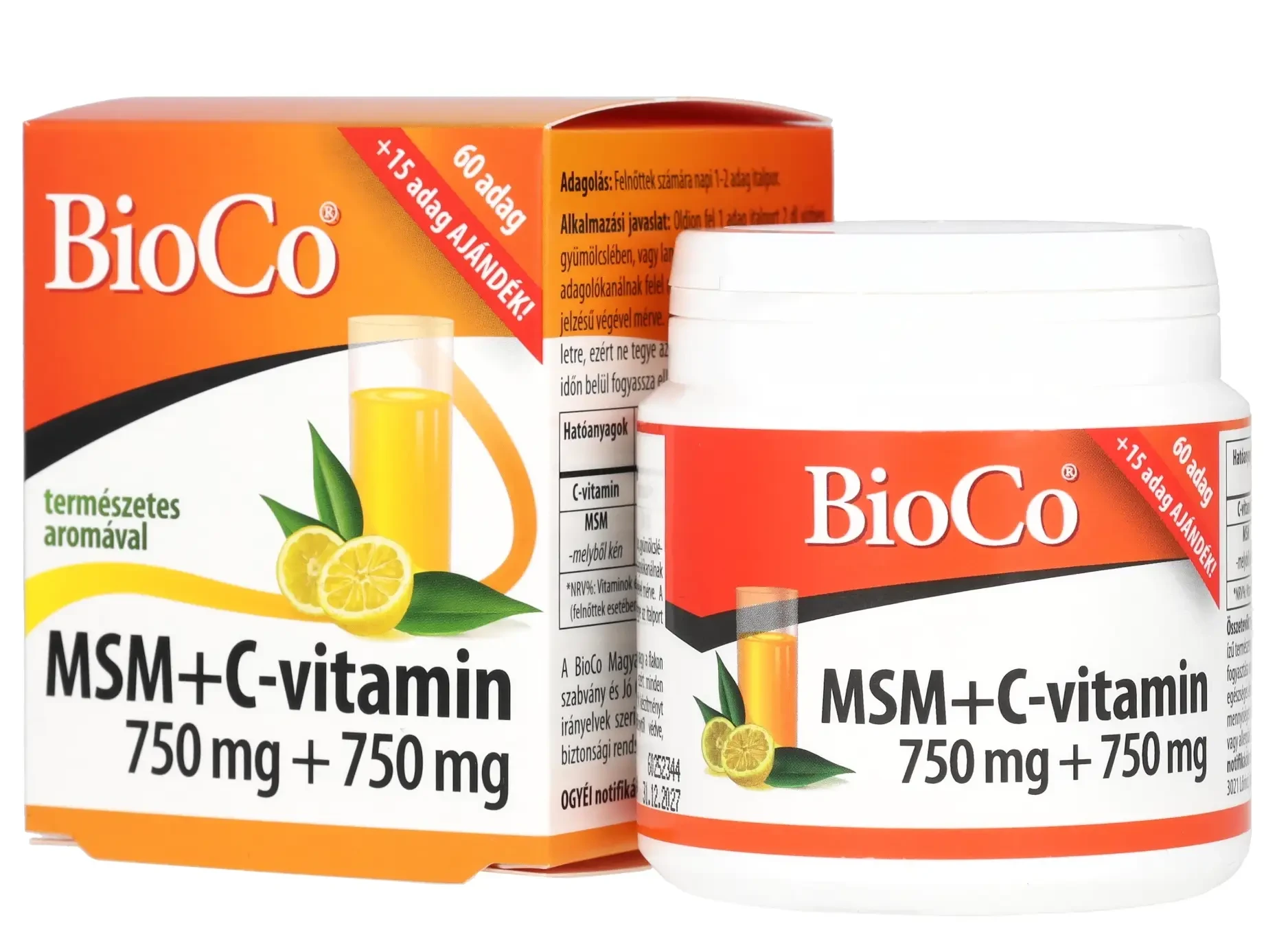 BioCo MSM+C-vitamin 750 mg + 750 mg italpor 75 adag