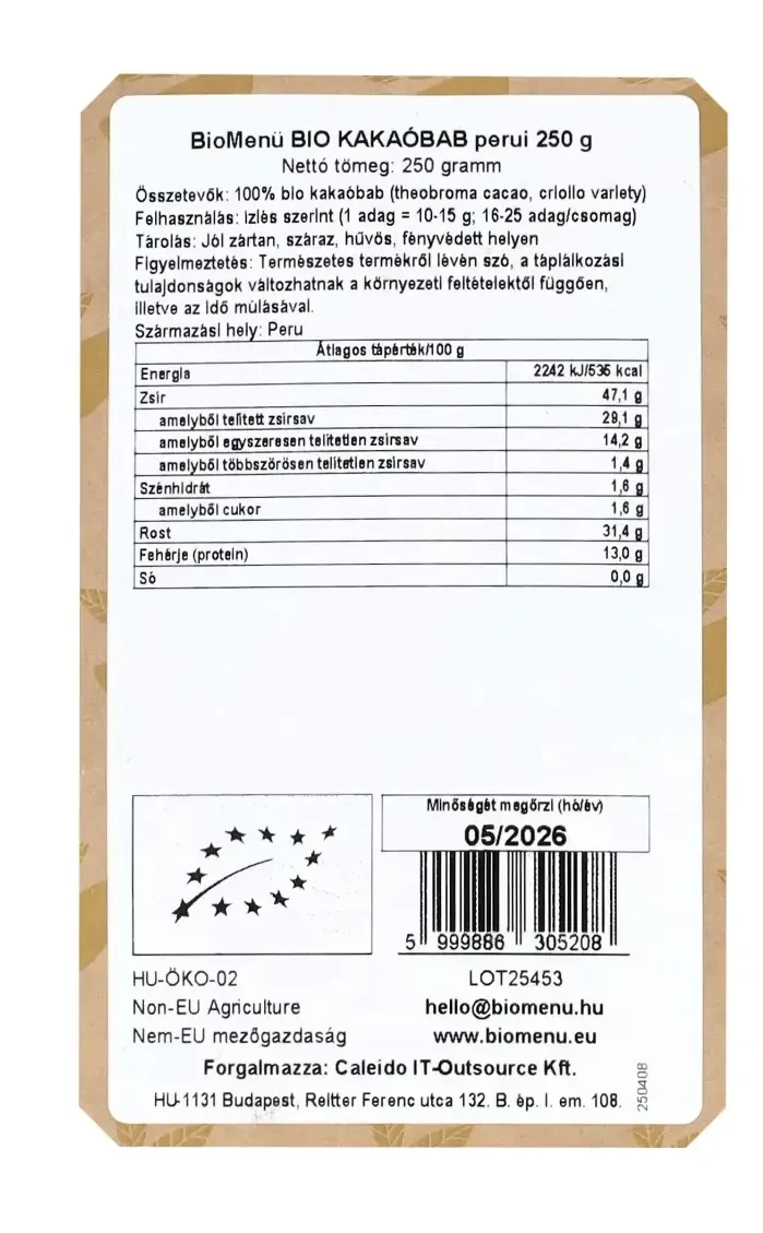 BioMenü BIO perui KAKAÓBAB 250 g