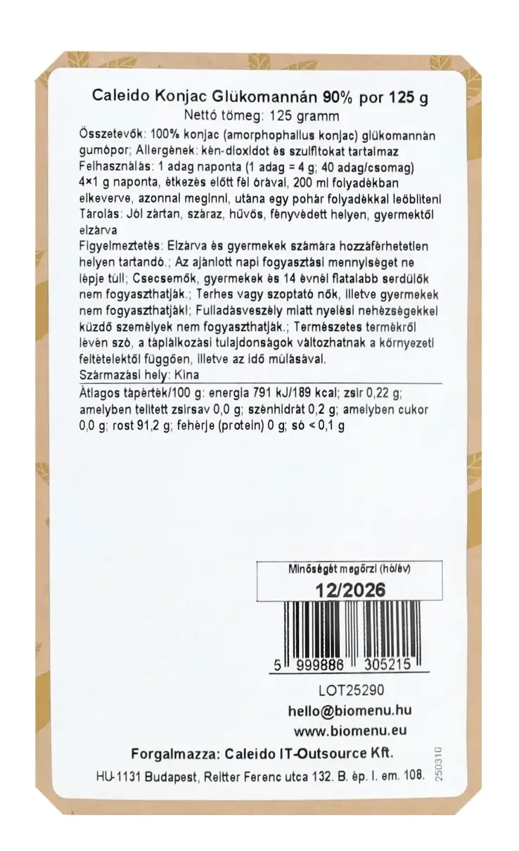 Caleido Konjac Glükomannán 90% por 125 g