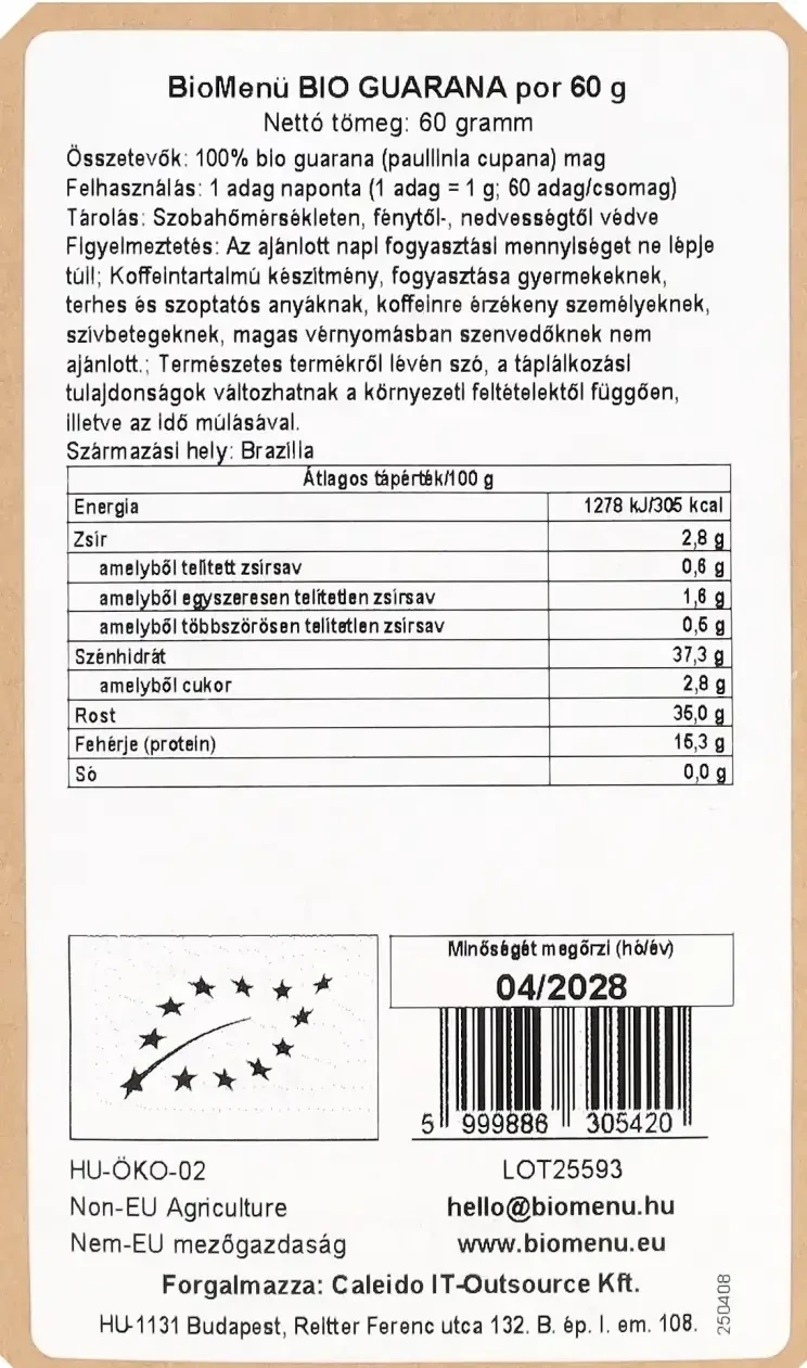 BioMenü BIo Guarana por 60g