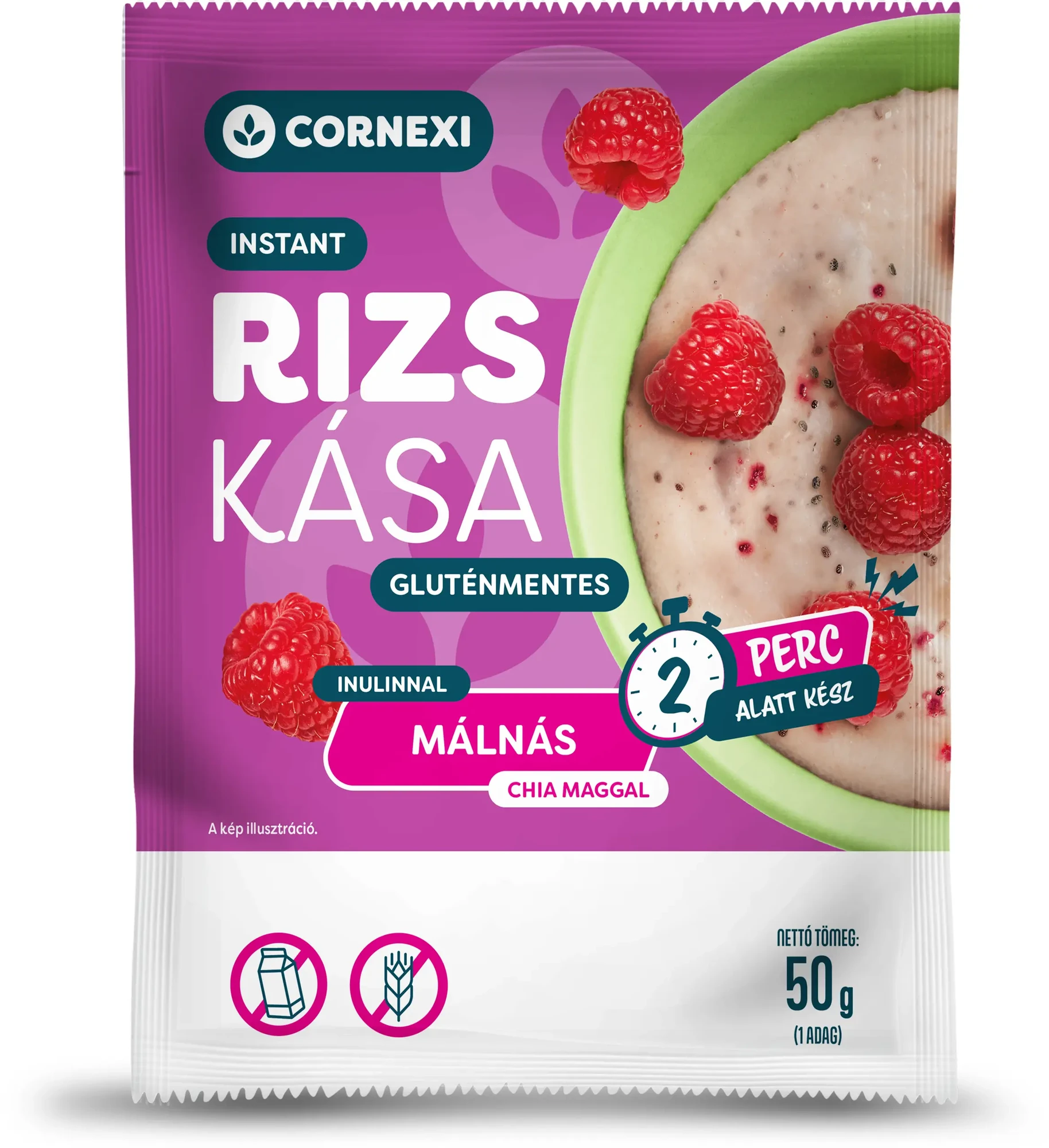 Cornexi Free Glutén- és laktózmentes, málnás rizskása chia maggal 50 g