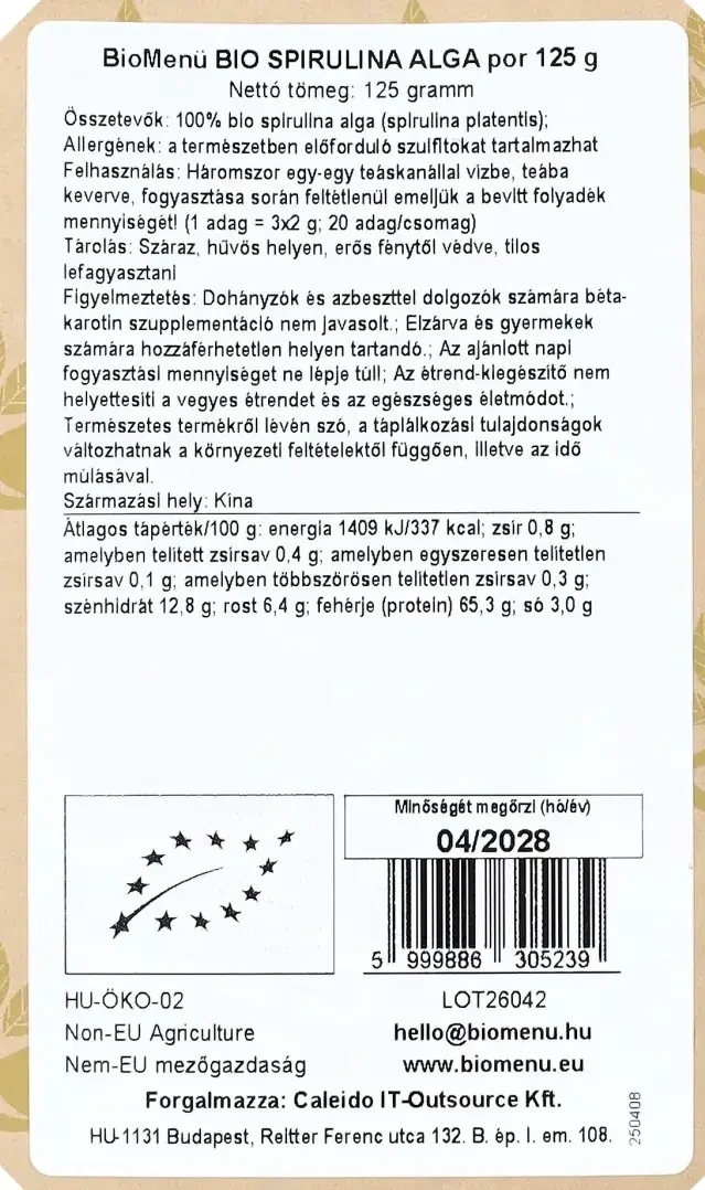 BioMenü Bio Spirulina por 125g