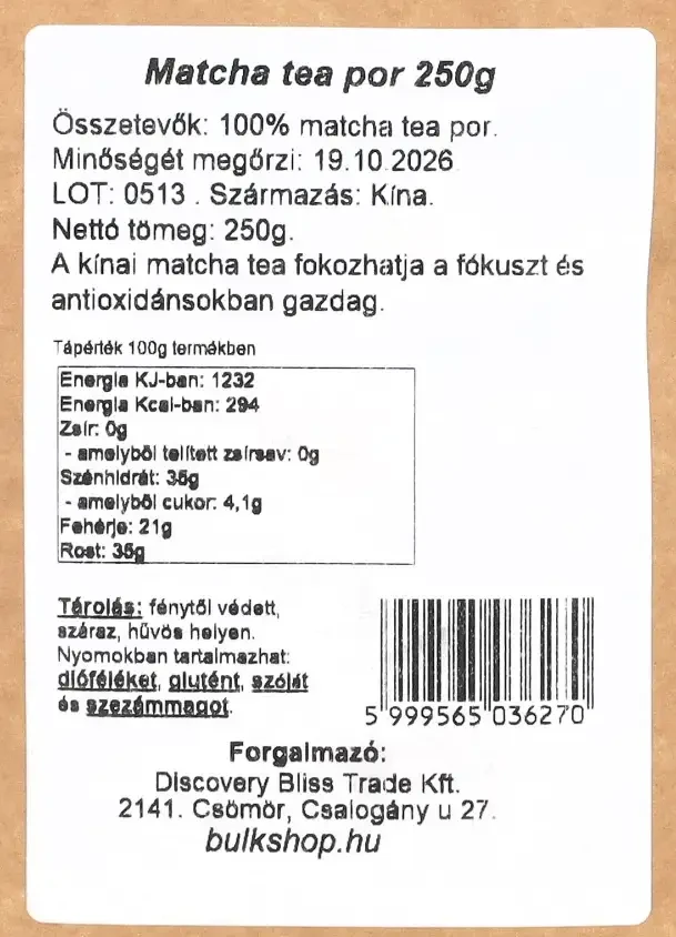 Bulkshop Kínai Matcha Por 250 g