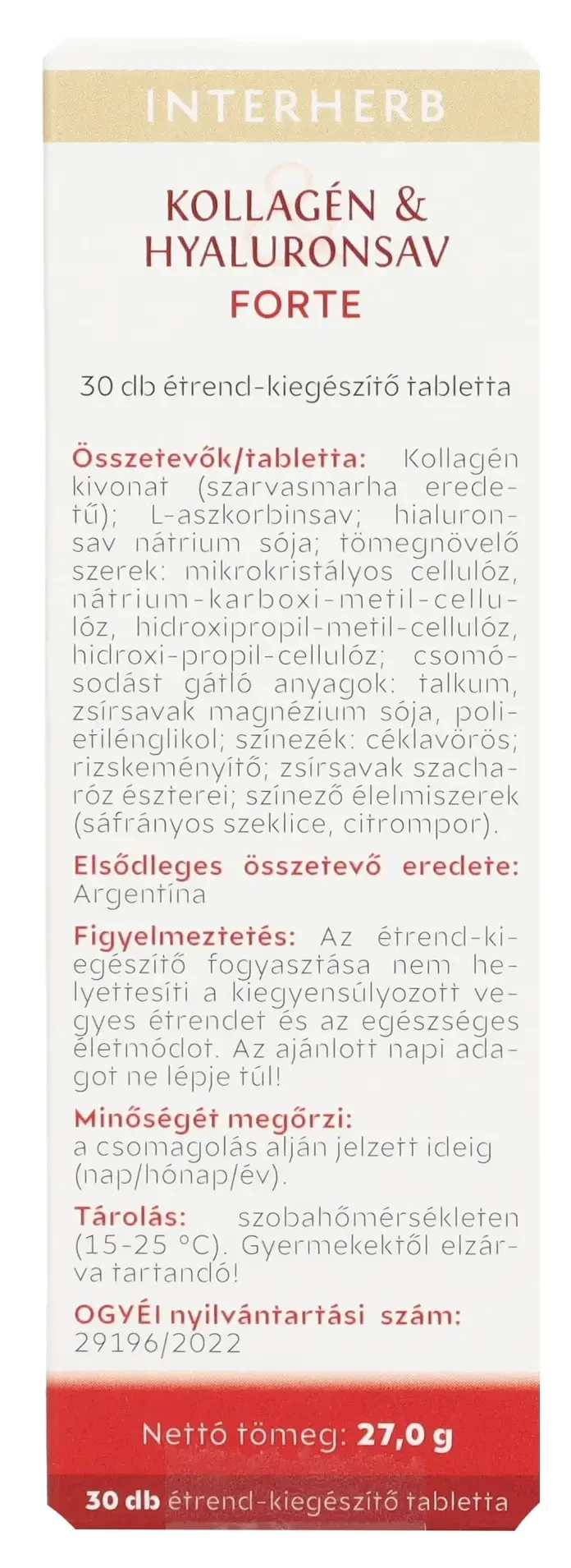 Interherb VITAL Kollagén&Hyaluronsav Szépségformula FORTE tabletta 30db