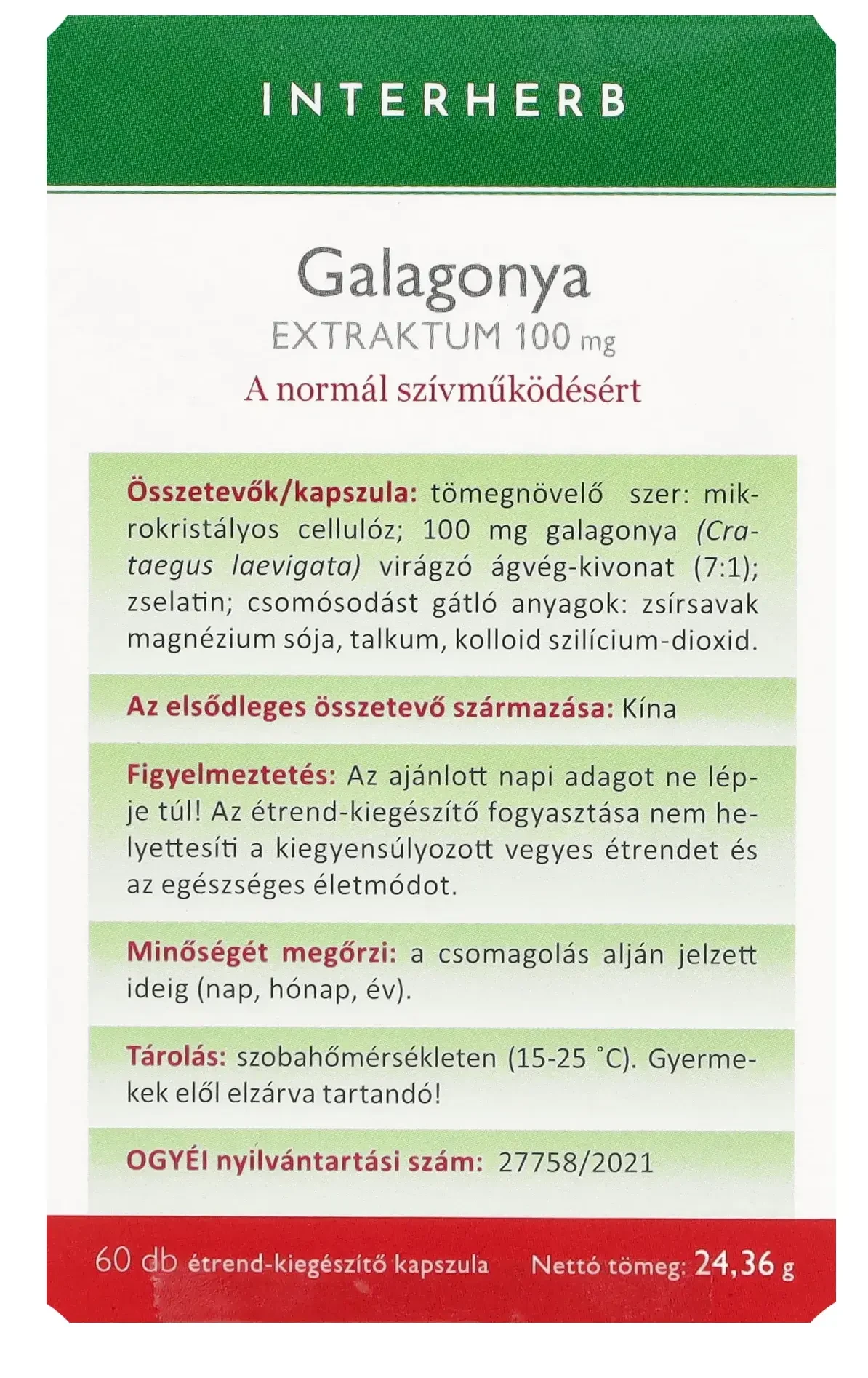 Interherb Napi1 Galagonya Extraktum 60db