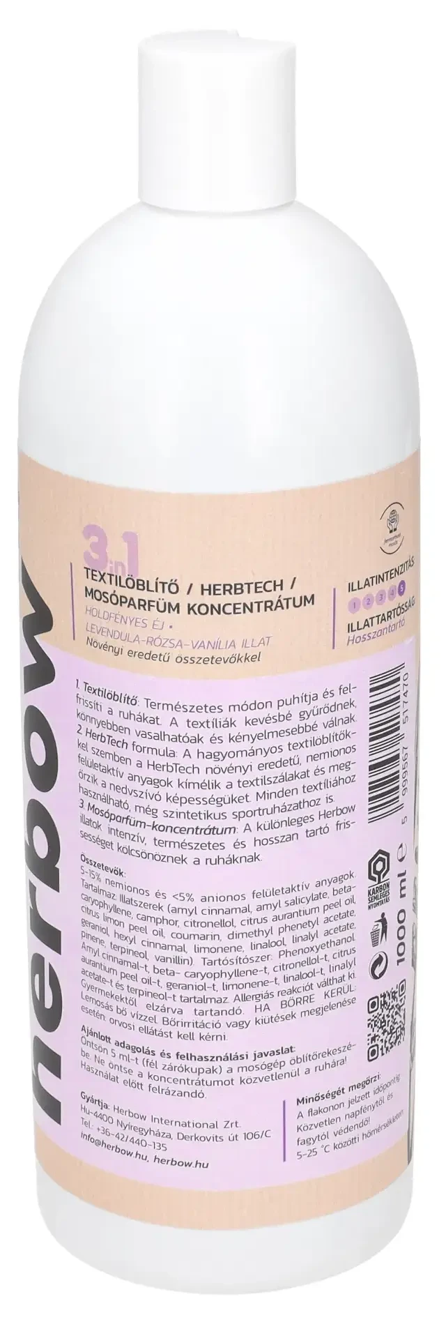 Herbow 3in1 Öblítő és kondicionáló mosóparfüm koncentrátum Holdfényes éj 1000ml 200 mosás