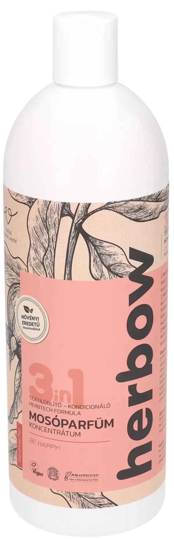 Herbow 3in1 Öblítő és kondicionáló mosóparfüm koncentrátum Légy boldog! 1000ml 200 mosás