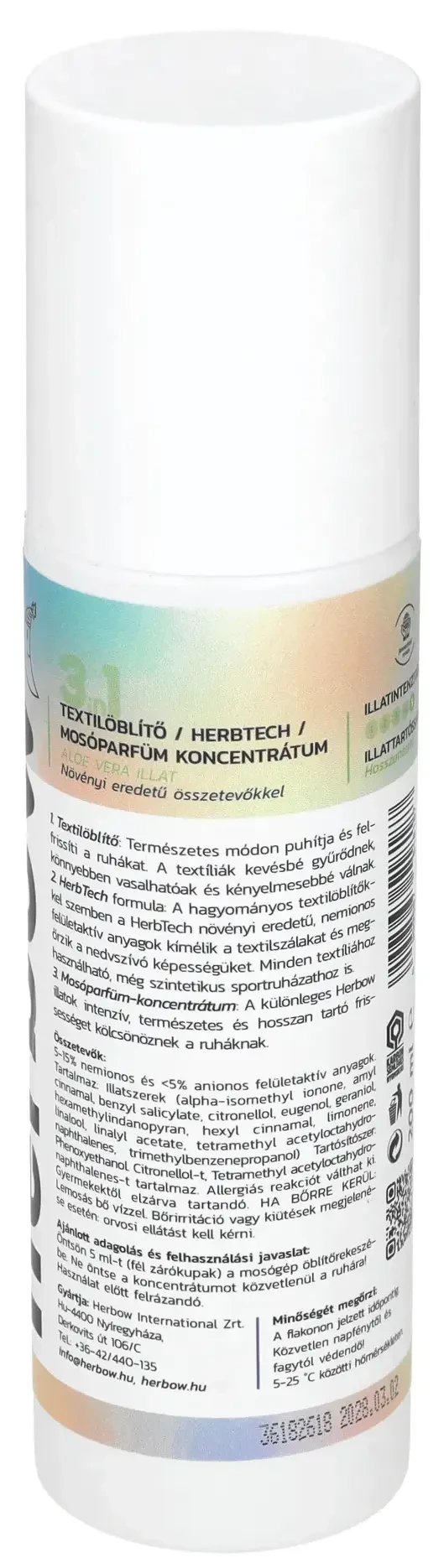 Herbow Bambino 3in1 Öblítő és kondicionáló mosóparfüm koncentrátum Aloe Vera 200ml 40 mosás