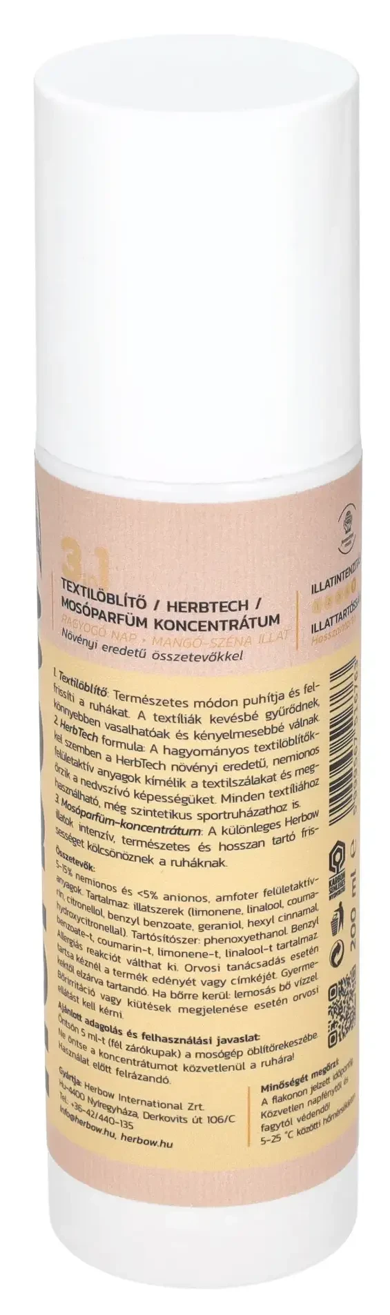 Herbow 3in1 Öblítő és kondicionáló mosóparfüm koncentrátum Ragyogó nap 200ml 40 mosás