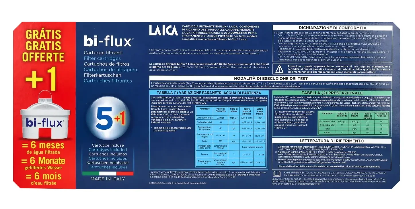 Laica Univerzális Bi-Flux 5 db+1 db ajándék vízszűrőbetét