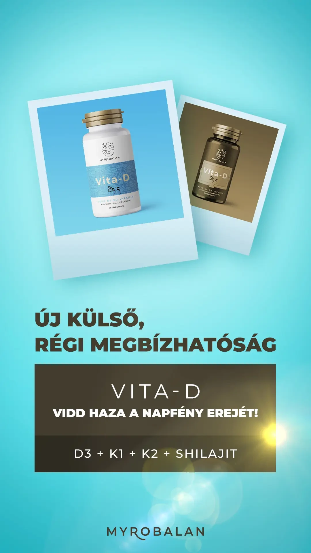 Myrobalan Vita-D 4000 NE D3 vitamin K1+K2 vitaminokkal és shilajittal 60db