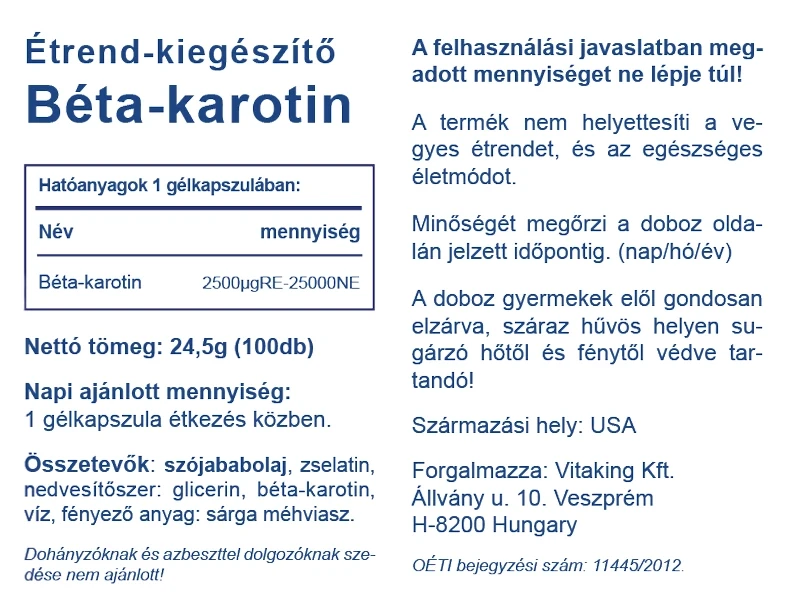 VK Beta-Carotine 100db 15mg