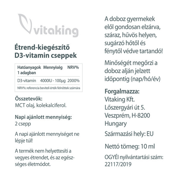Vitaking D3-Vitamin cseppek 2000NE 10ml