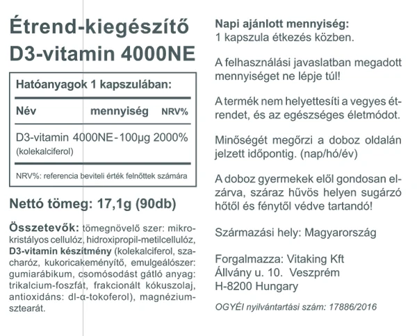 VK D-4000 vitamin 90db