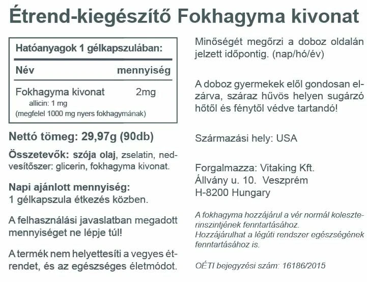VK Fokhagymaolaj kapszula 90db 1000mg