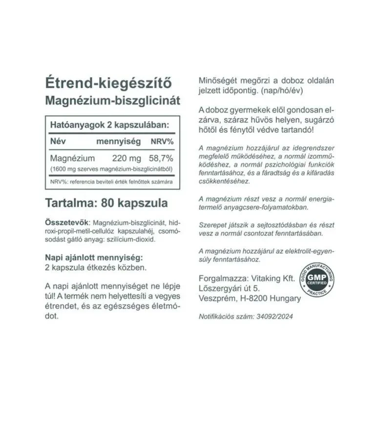 VK Magnesium Bisglycinate kapszula 80 db