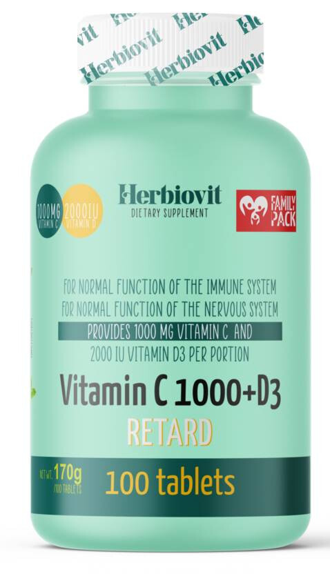 Herbiovit Vitamin C1000+D3 Retard tabletta 100db