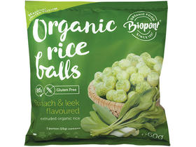 Extrudált Rizsgolyó spenóttal és póréhagymával 60g Extrudált Rizsgolyó spenóttal és póréhagymával 60g