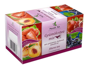 Mecsek Gyümölcstea Mix (eper, gránátalma, őszibarack, kékszőlő) 4x5x2g Mecsek Gyümölcstea Mix (eper, gránátalma, őszibarack, kékszőlő) 4x5x2g